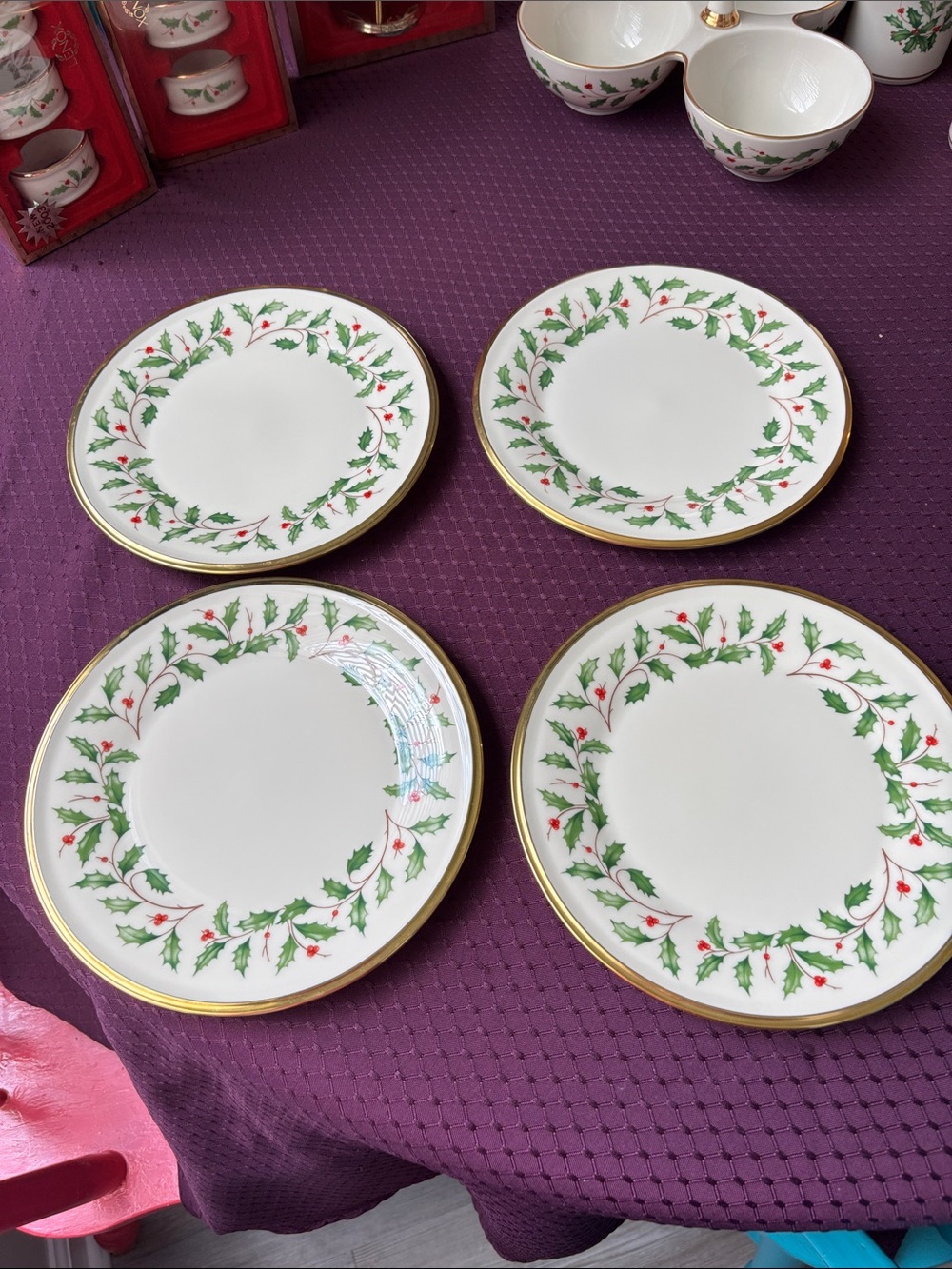 Set of 4 like new Lenox “Holiday” salad plates